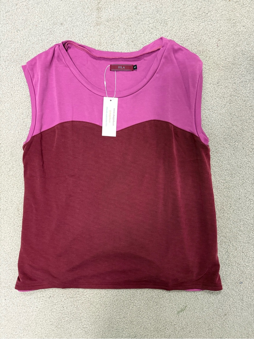 NWT Pink and Burgundy Colorblock Sleeveless Tank Top
